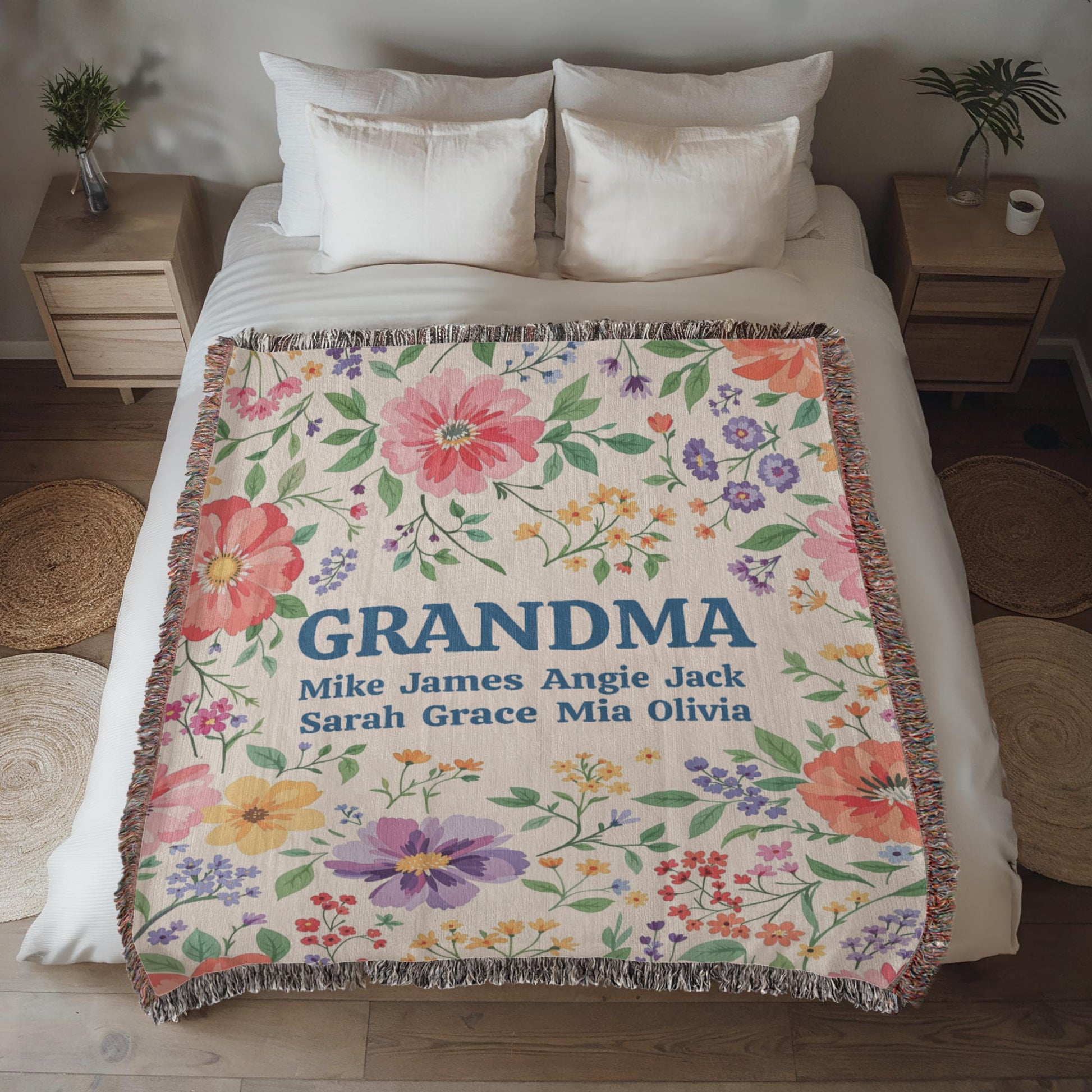 Personalized Grandma Floral Blanket-[Heartfelt Family Gift]