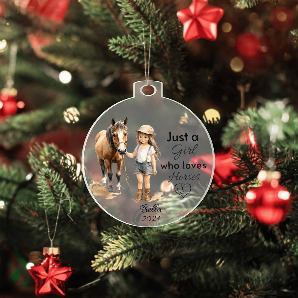 Horse Ornament Personalized, Girl Horse Christmas Ornament Gift, Riding a Horse Rider Christmas Ornament, Custom Names Horse Lover Gift-[Heartfelt Family Gift]