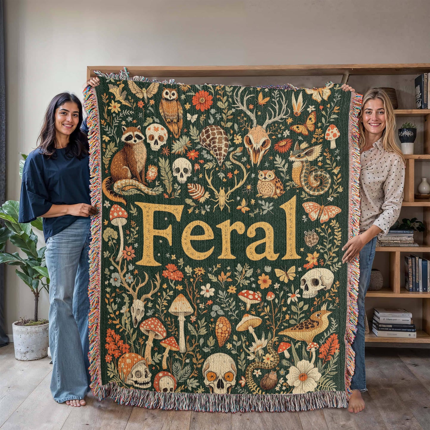 Wildlife Floral Woven Blanket-[Heartfelt Family Gift]