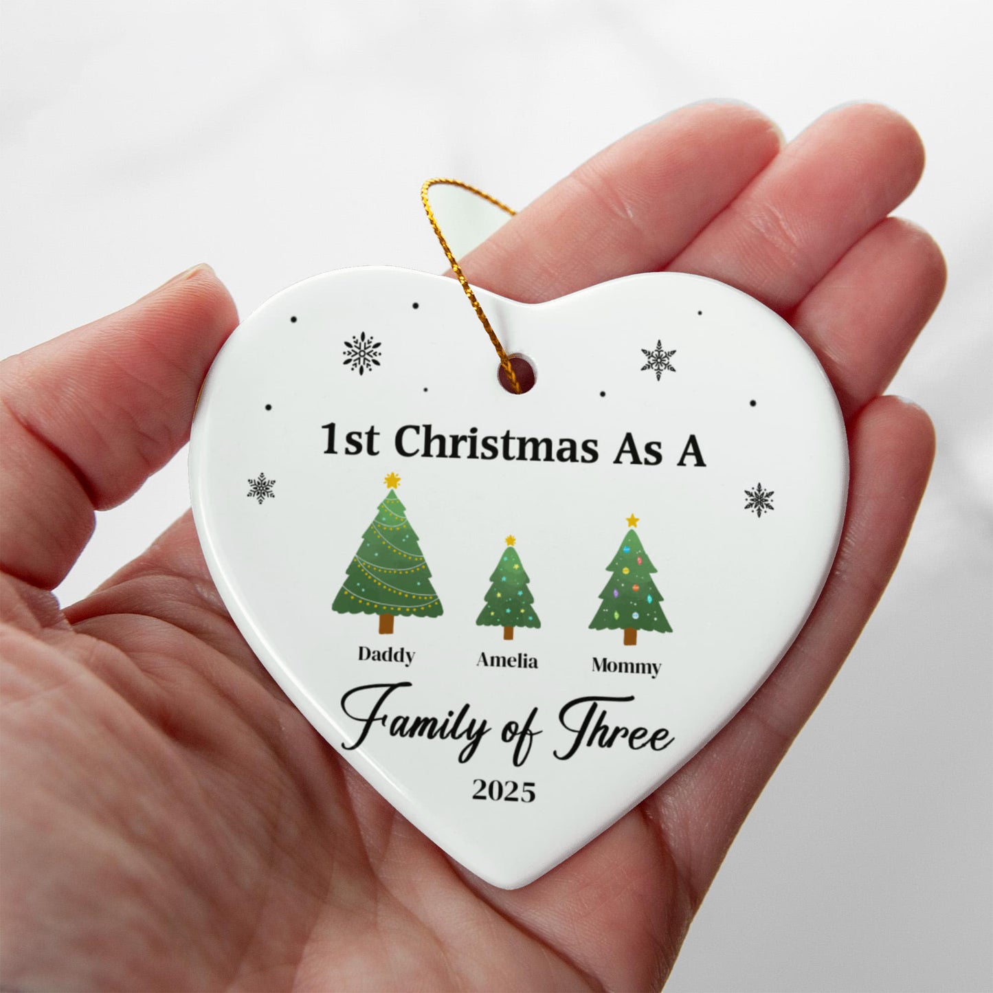 1st Christmas as a Family of Three Christmas Ornament