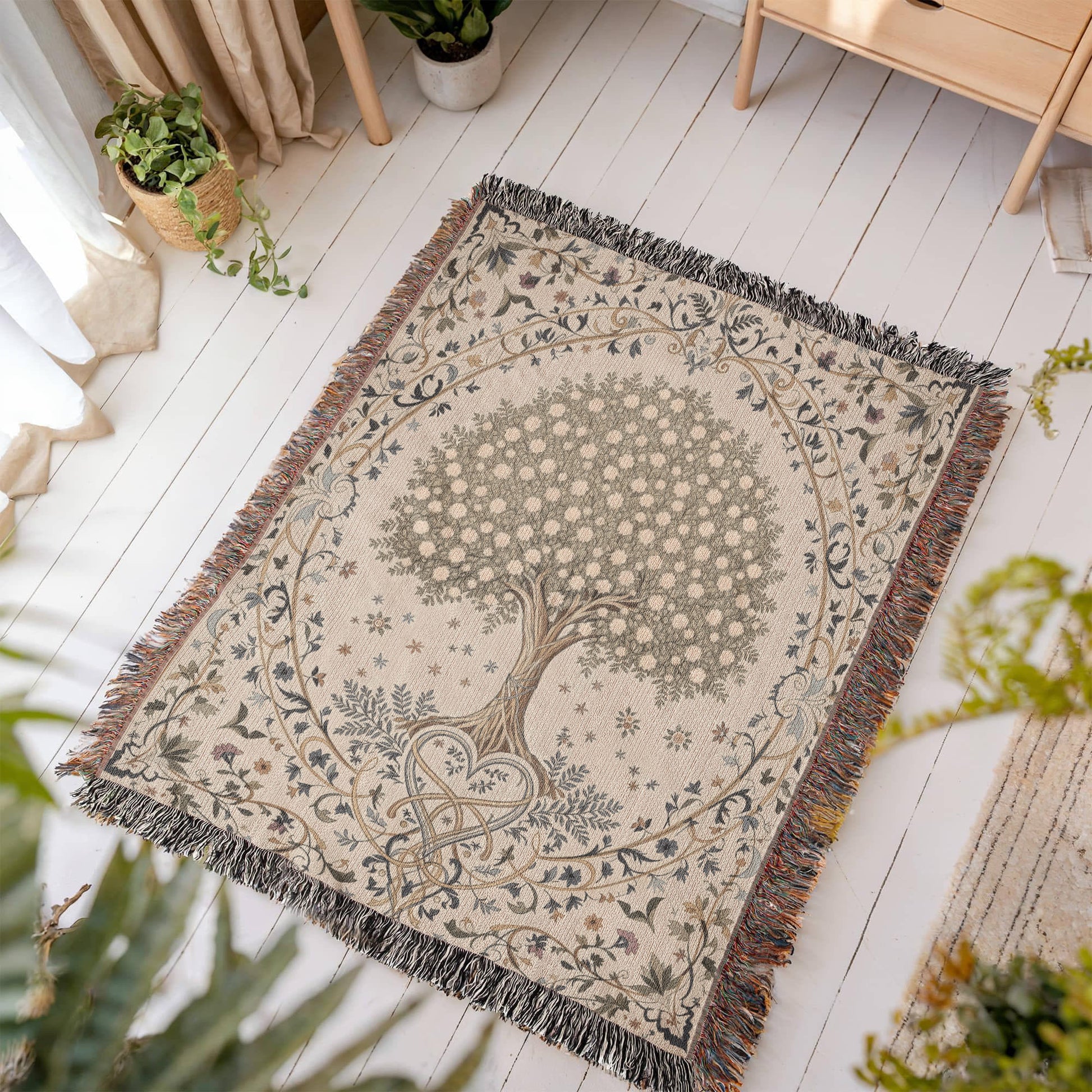 Tree of Life Floral Woven Blanket-[Heartfelt Family Gift]