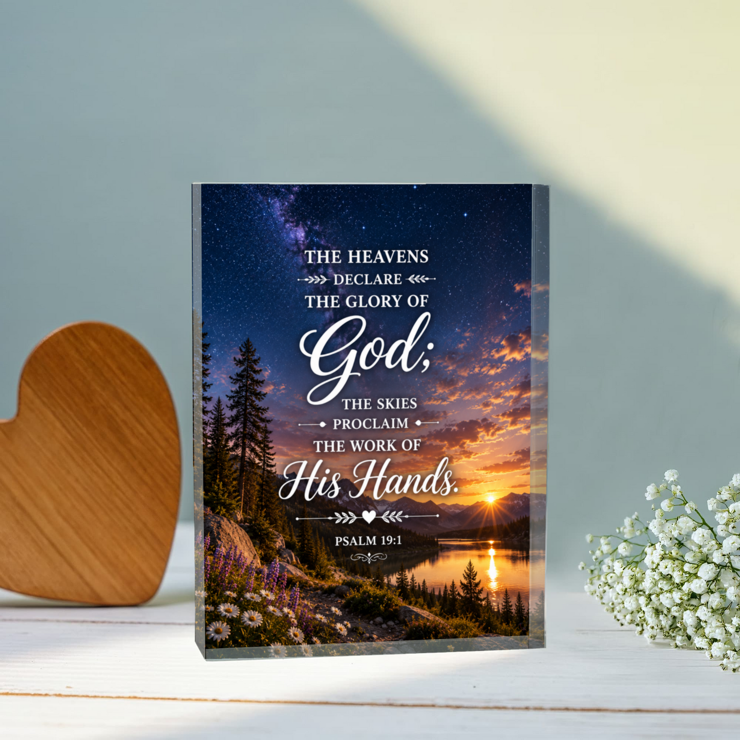 Psalm 19:1 Bible Verse Plaque, Housewarming Gift, Christmas Gift, Confirmation Gift, Religious Home Decor