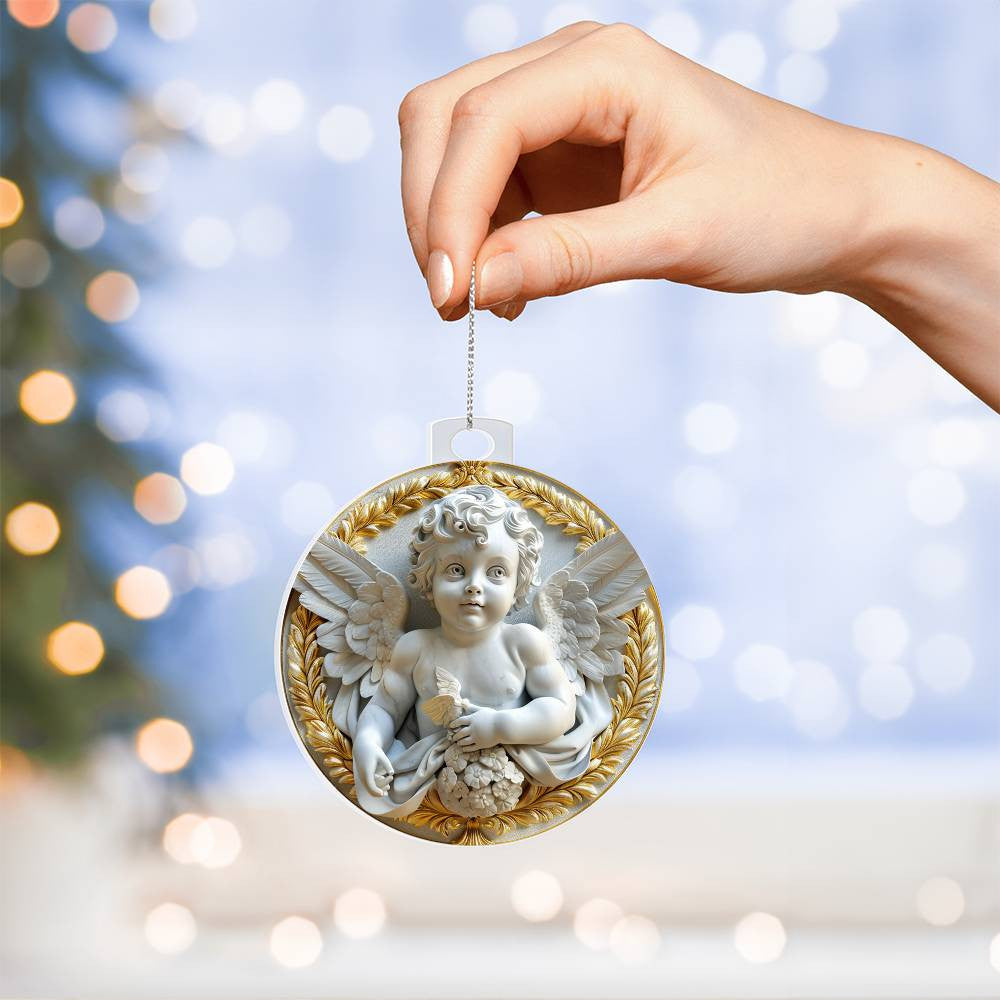Cherub  Acrylic Christmas Ornament-[Heartfelt Family Gift]