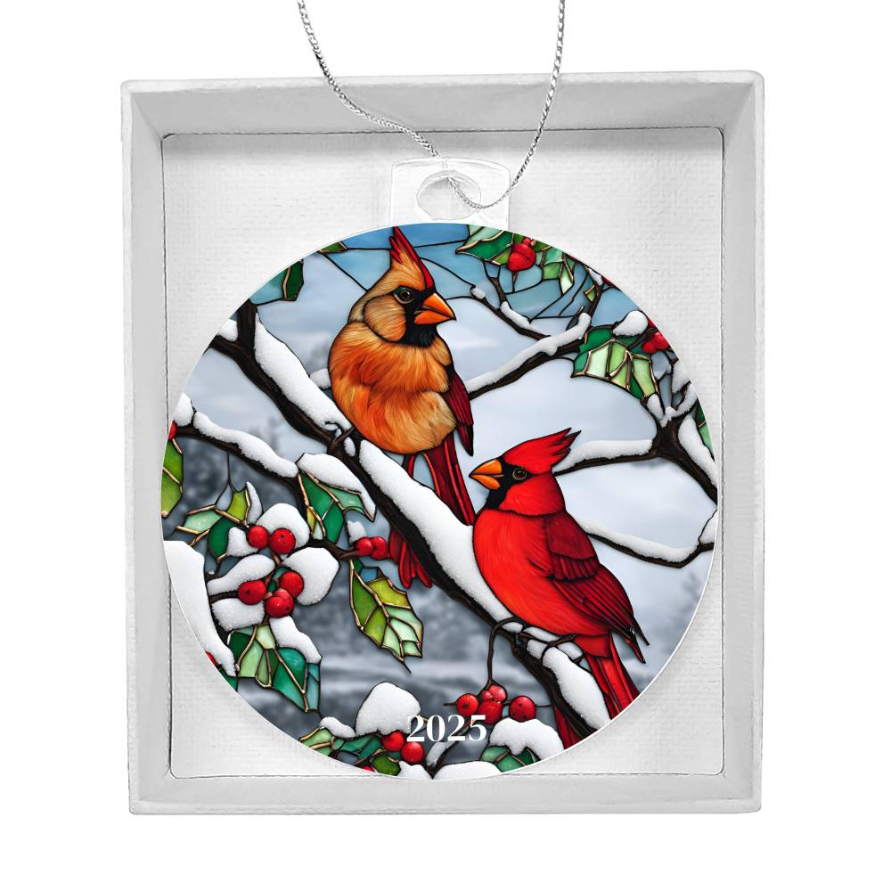 Cardinal Stained Glass Ornament
