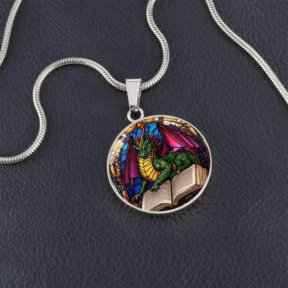 Dragon Round Pendant Necklace in Gold or silver-[Heartfelt Family Gift]