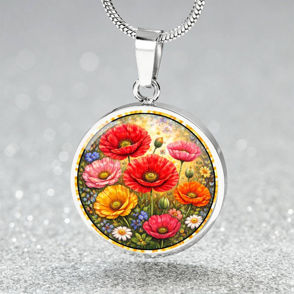Personalized Peony Flowers Engraved Necklace Bracelet or Keychain