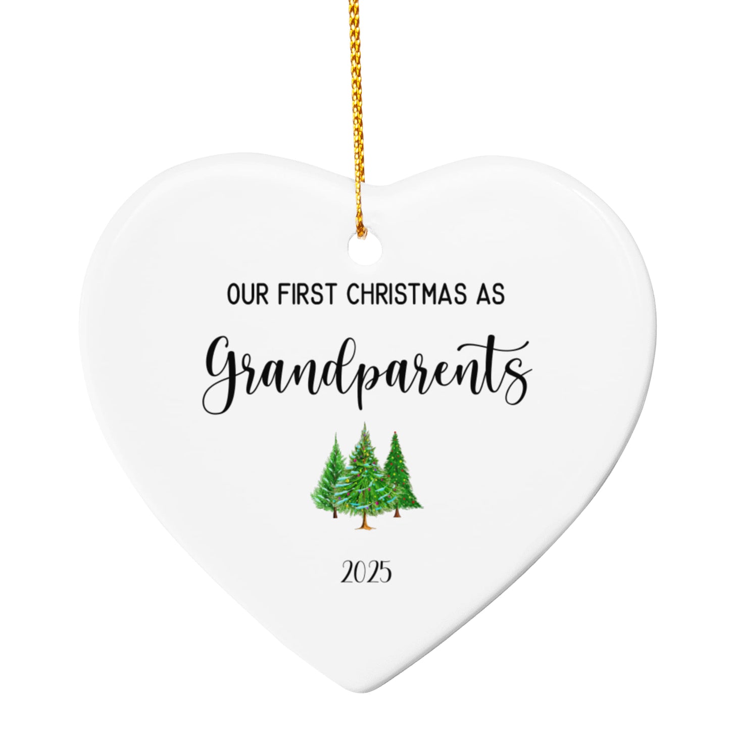 First Christmas As Grandparents Ceramic Heart Ornament