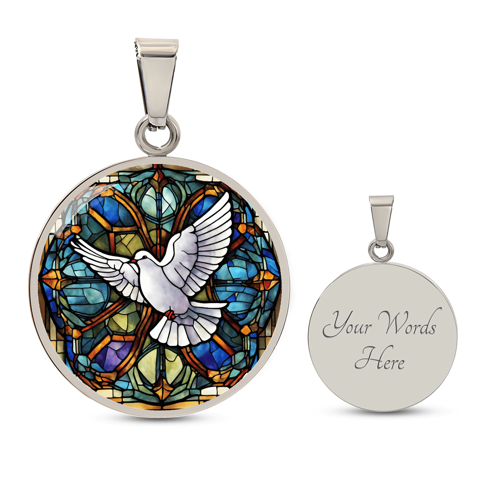 Engraved Dove Holy Spirit Necklace - Meaningful Religious Jewelry for Men and Women-[Heartfelt Family Gift]