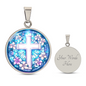 Floral Engraved Cross Necklace