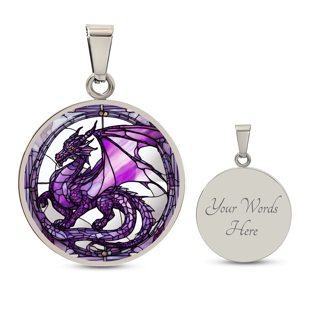 Engraved Purple Dragon Necklace - Unique Gift for Dragon Lovers-[Heartfelt Family Gift]