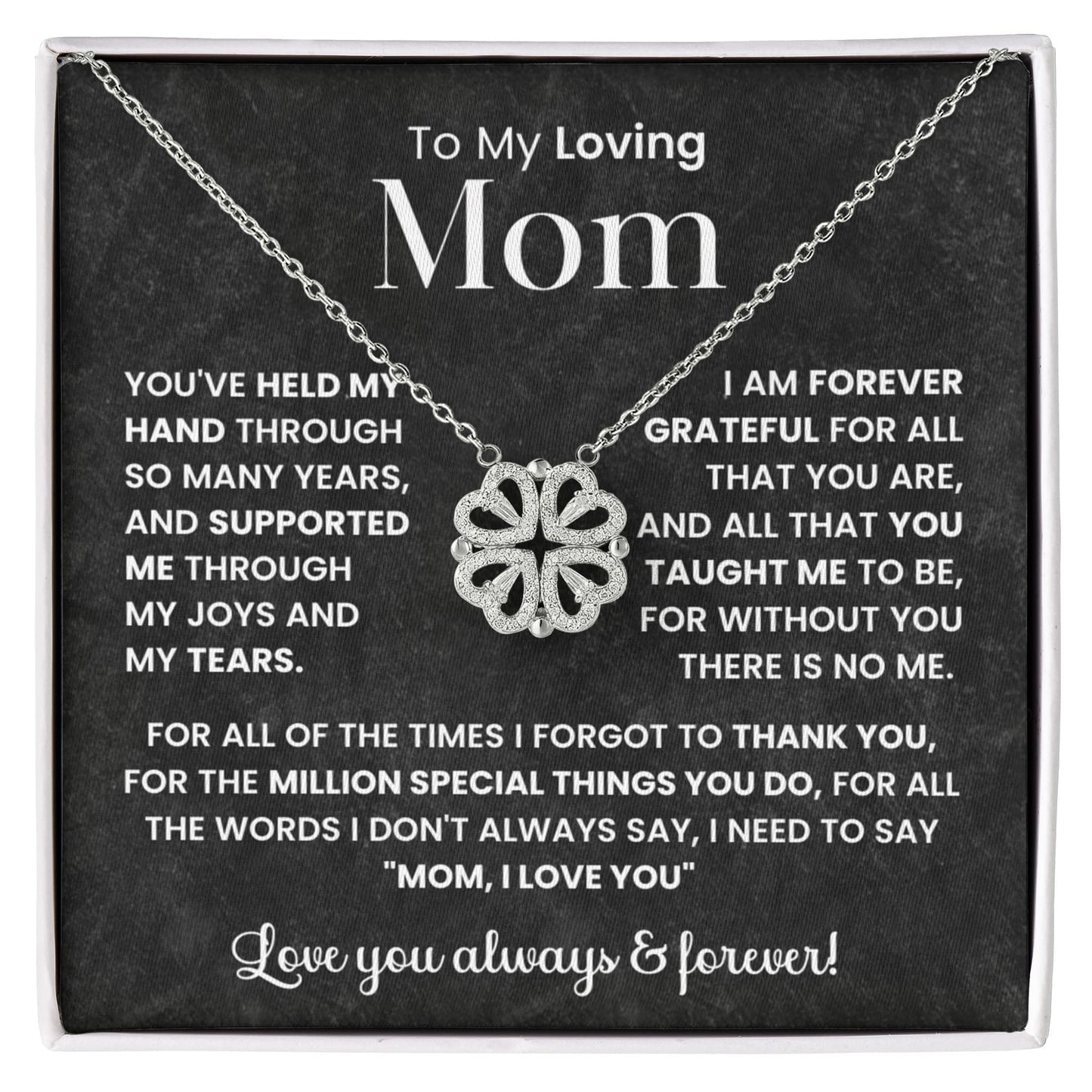 To My Mom Heart Clover Convertible Necklace