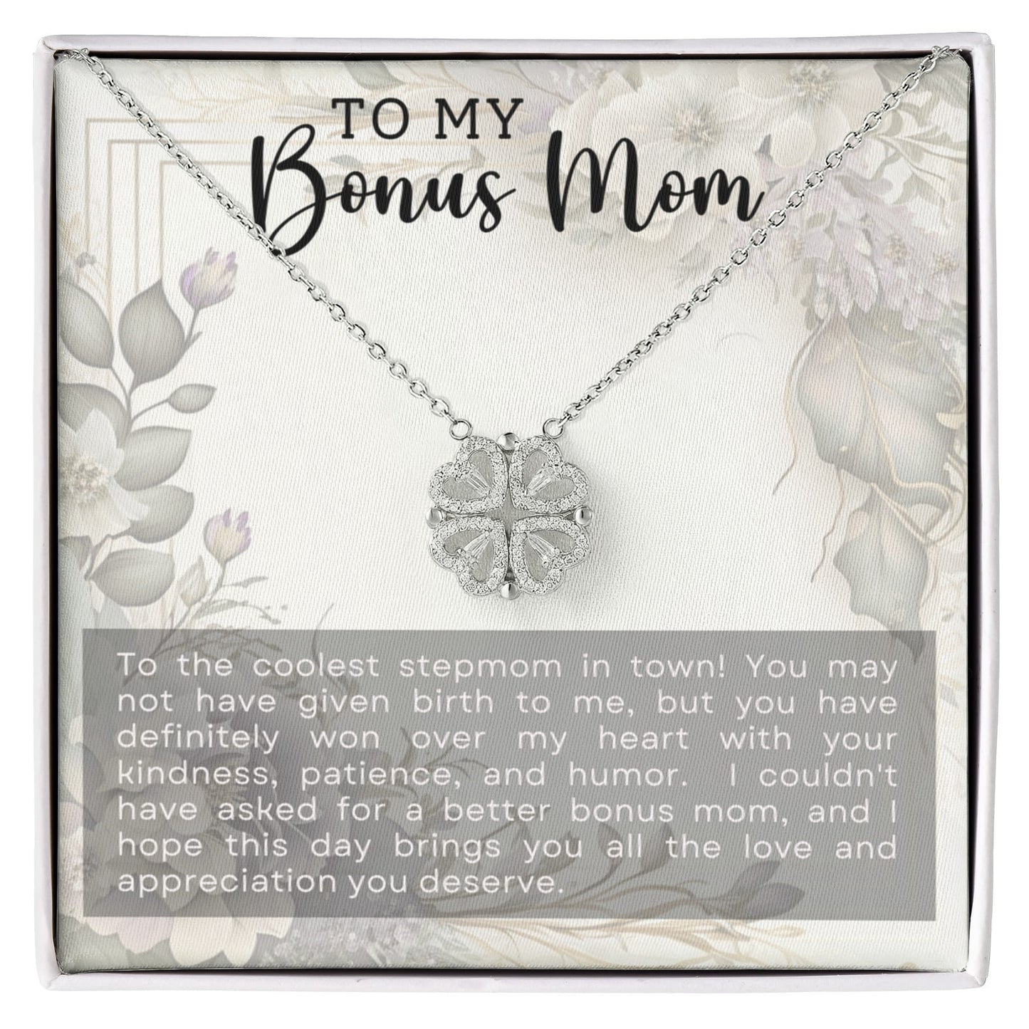 Bonus Mom Clover Heart Convertible Necklace