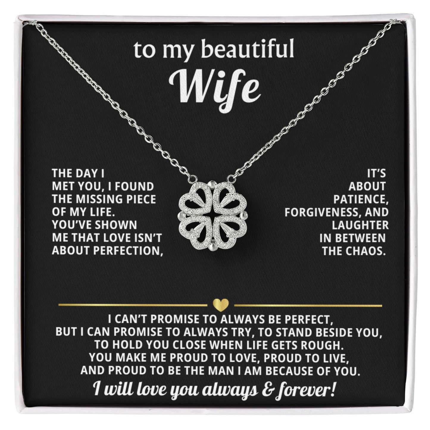 To  My Wife Magnetic Clover Convertible Hearts Necklace Gift