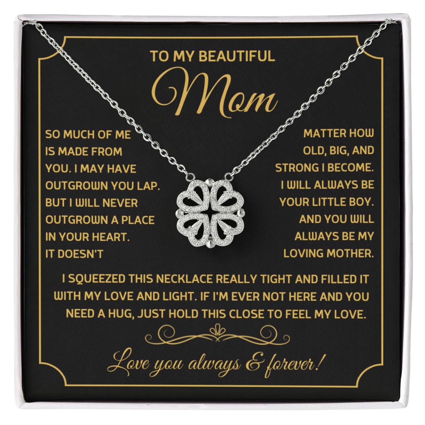 To My Mom Heart Clover Convertible Necklace