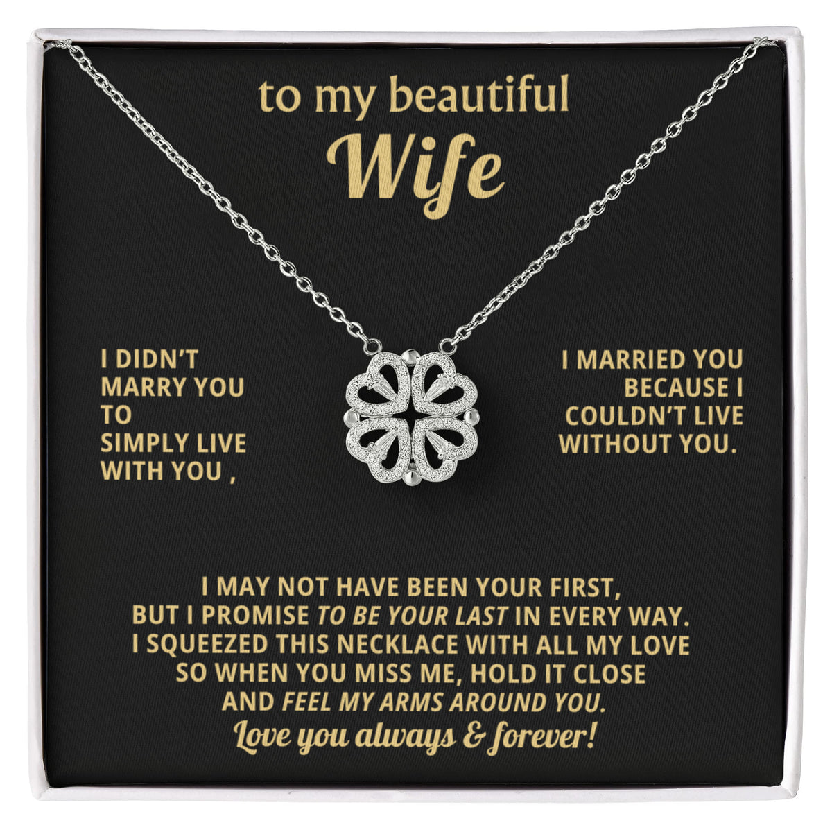 To  My Wife Magnetic Clover Convertible Hearts Necklace Gift