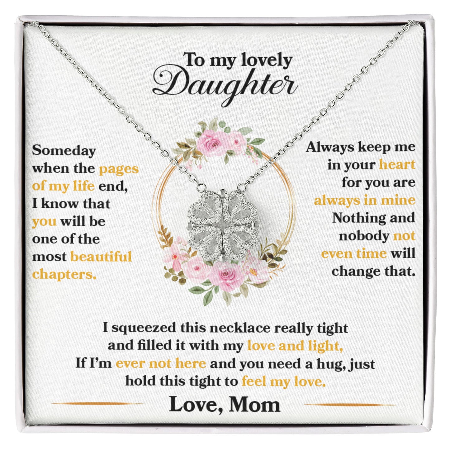 Daughter Heart Clover Convertible Necklace From Mom