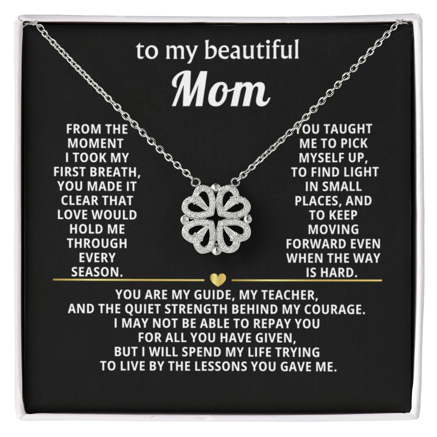 Mom Clover Heart Convertible Necklace