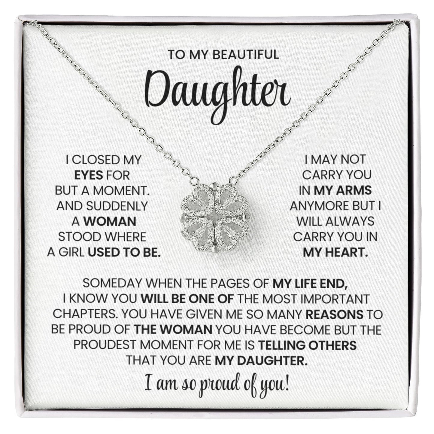 Daughter Clover Heart Convertible Necklace