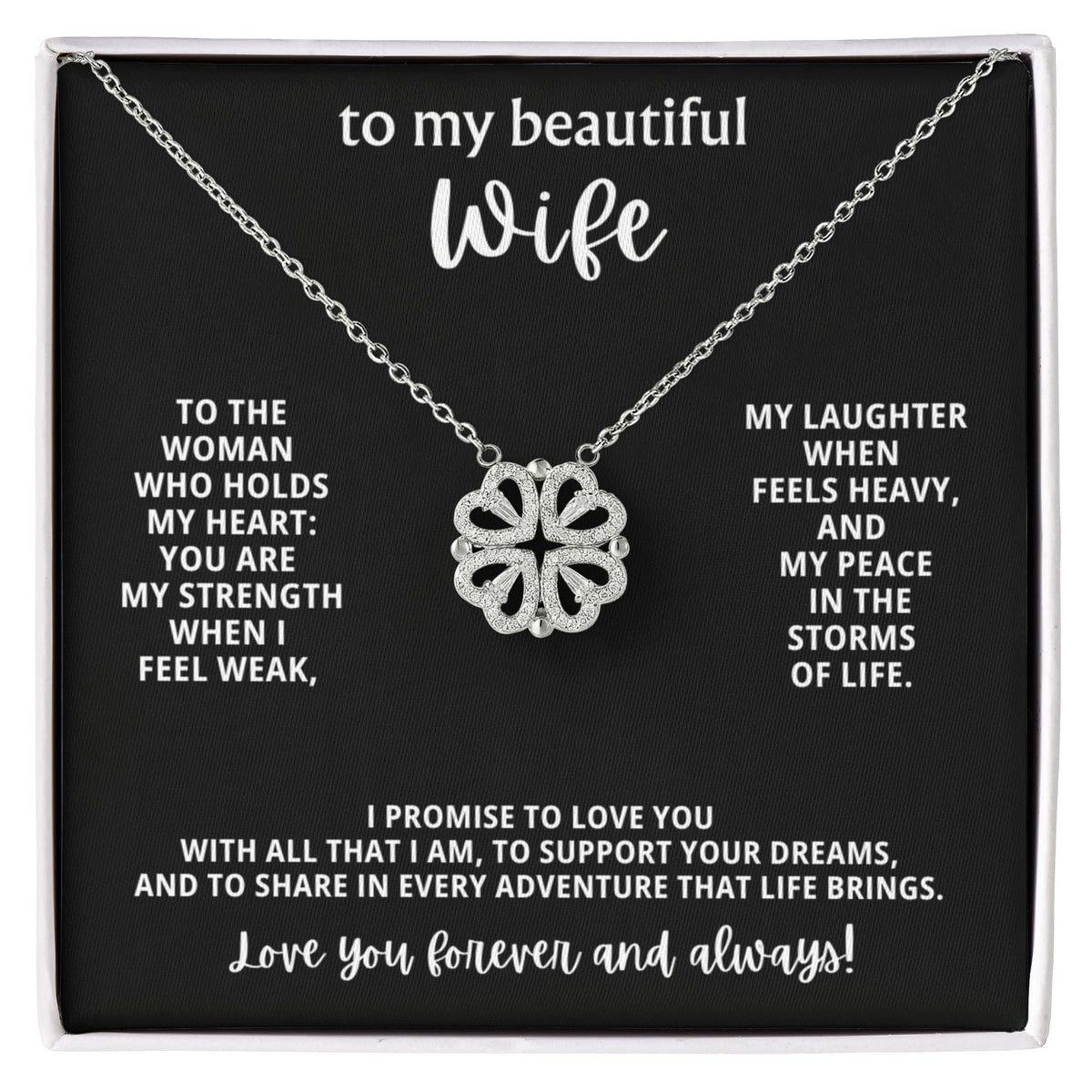 To  My Wife Magnetic Clover Convertible Hearts Necklace Gift