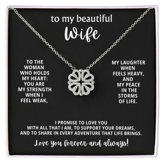 To  My Wife Magnetic Clover Convertible Hearts Necklace Gift