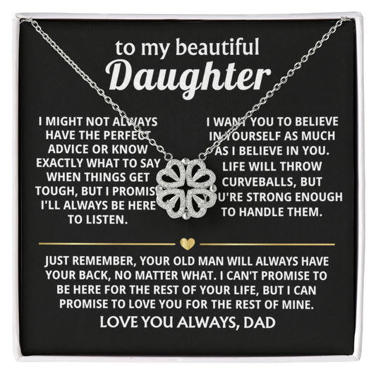 Daughter Convertible Clover Hearts Necklace -I'll always have your back
