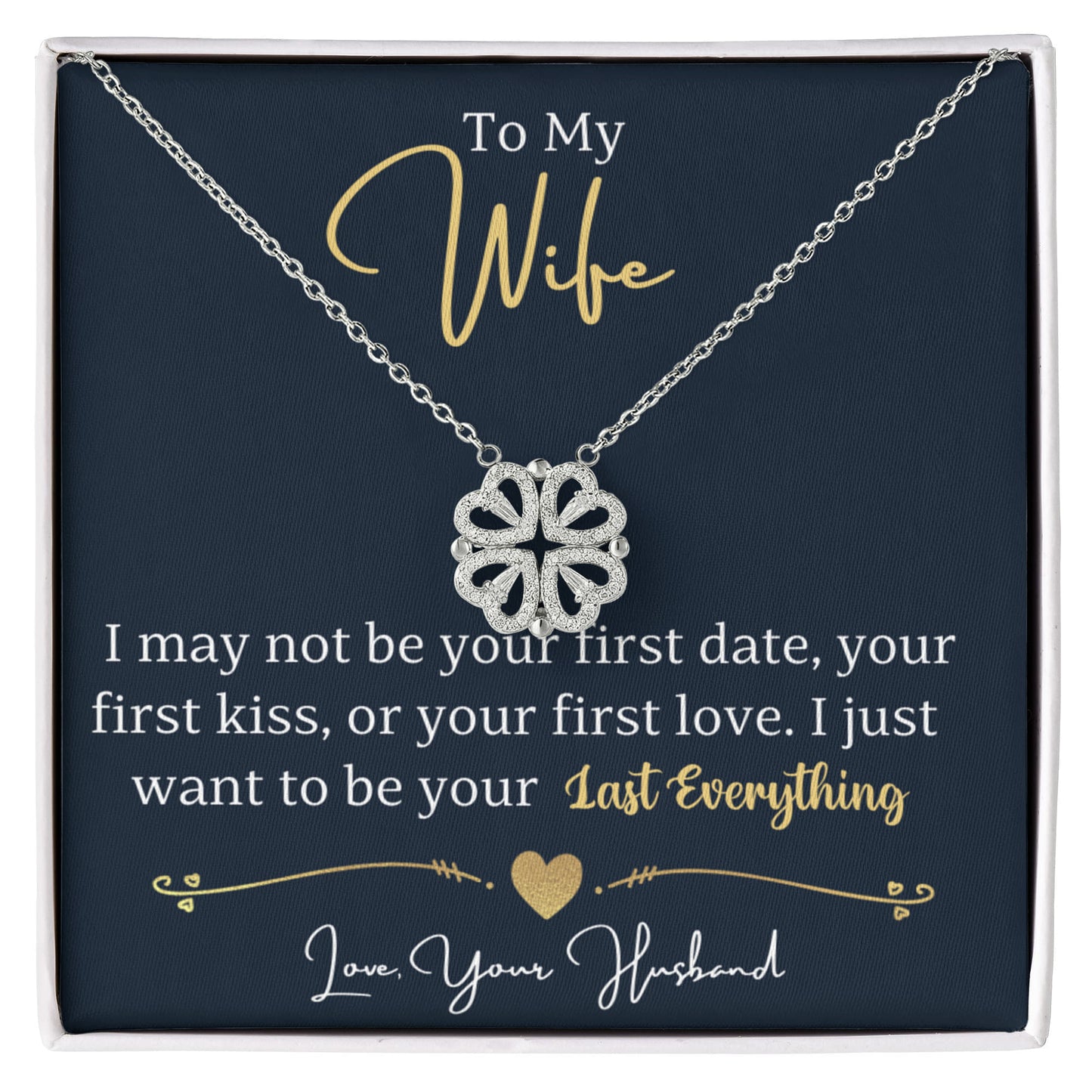 To My Wife Convertible Clover Hearts Necklace