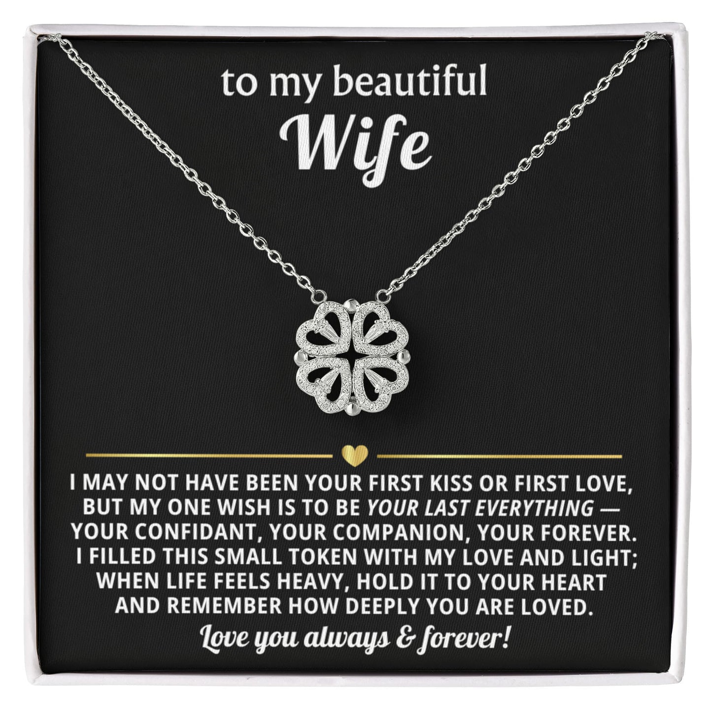 To  My Wife Magnetic Clover Convertible Hearts Necklace Gift