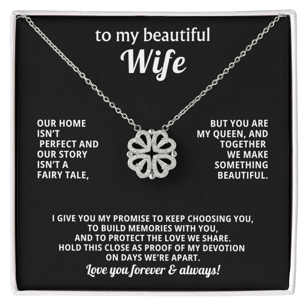 To  My Wife Magnetic Clover Convertible Hearts Necklace Gift