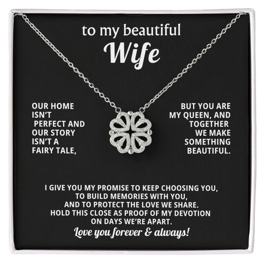 To  My Wife Magnetic Clover Convertible Hearts Necklace Gift