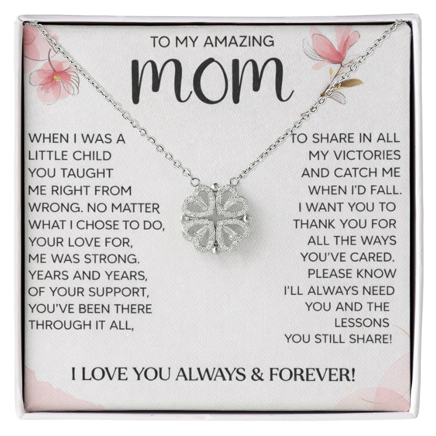 Mom Clover Heart Convertible Necklace
