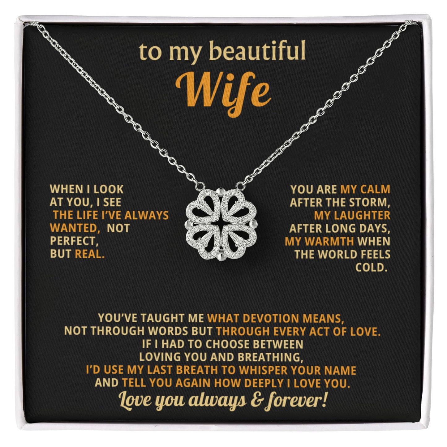 To  My Wife Magnetic Clover Convertible Hearts Necklace Gift