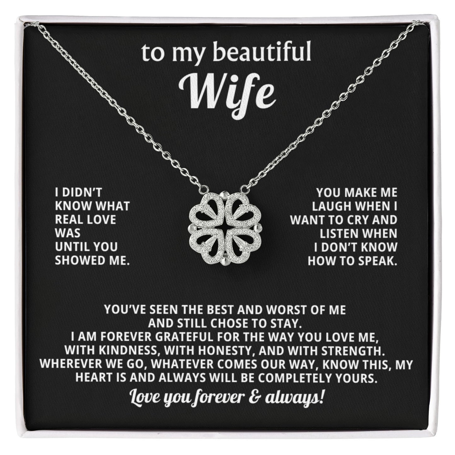 To  My Wife Magnetic Clover Convertible Hearts Necklace Gift