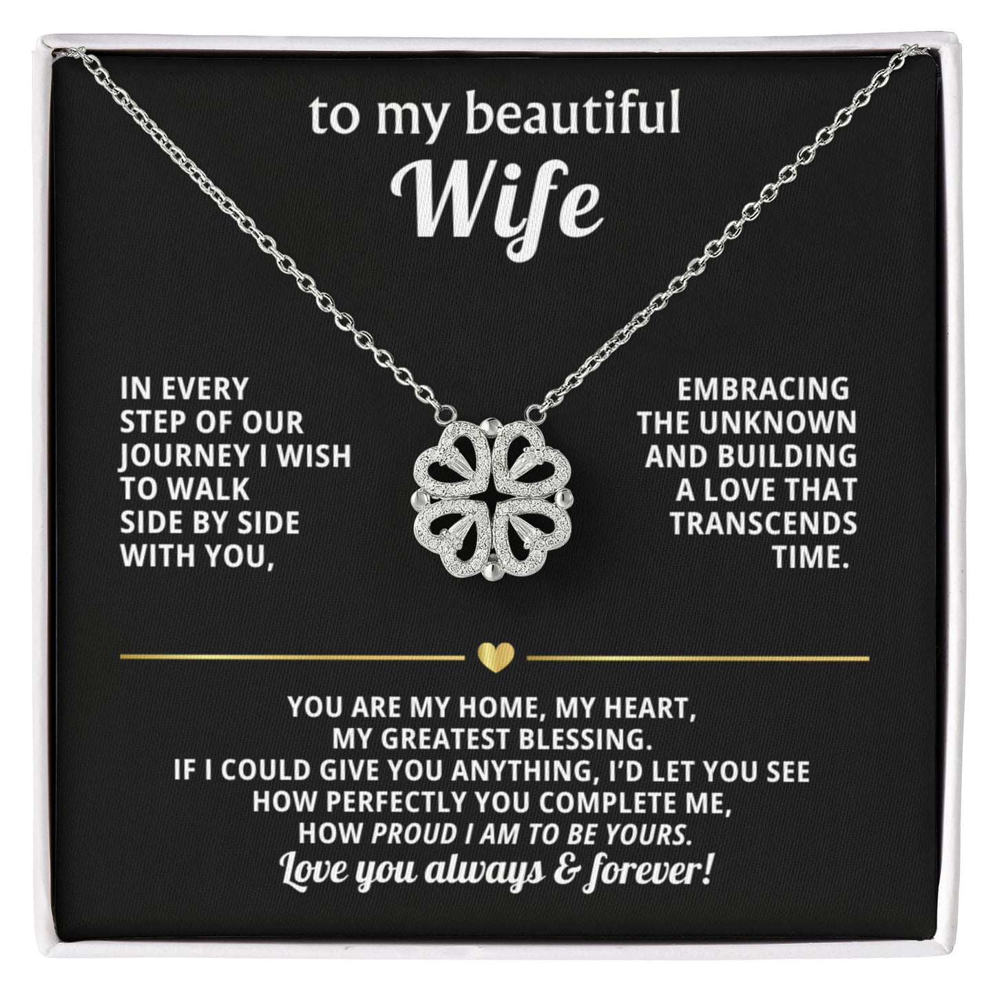 To  My Wife Magnetic Clover Convertible Hearts Necklace Gift