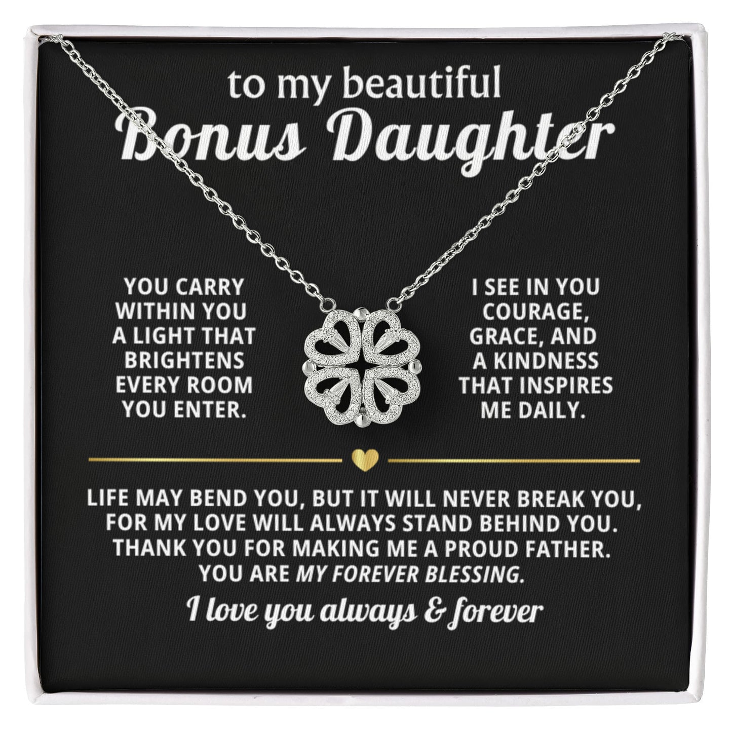 Bonus Daughter Clover Heart Convertible Necklace