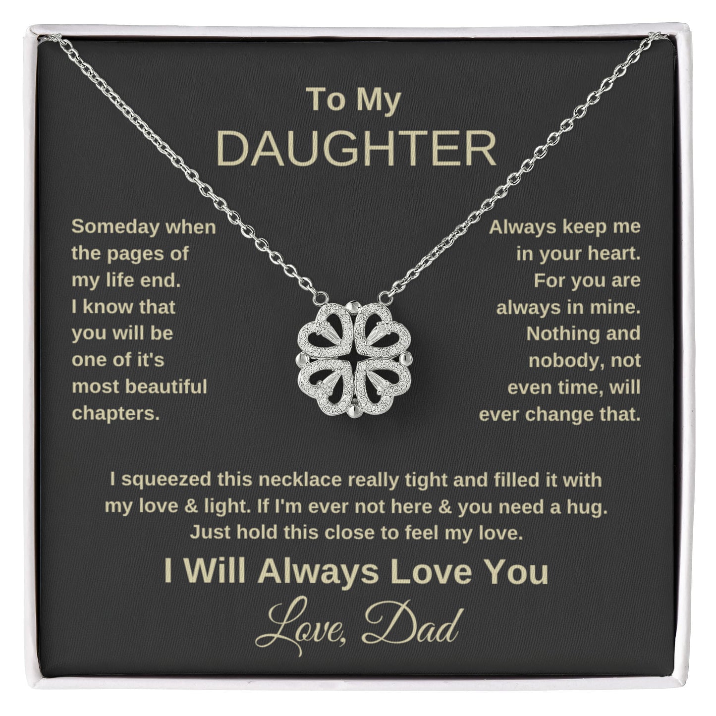 Daughter Heart Clover Convertible Necklace