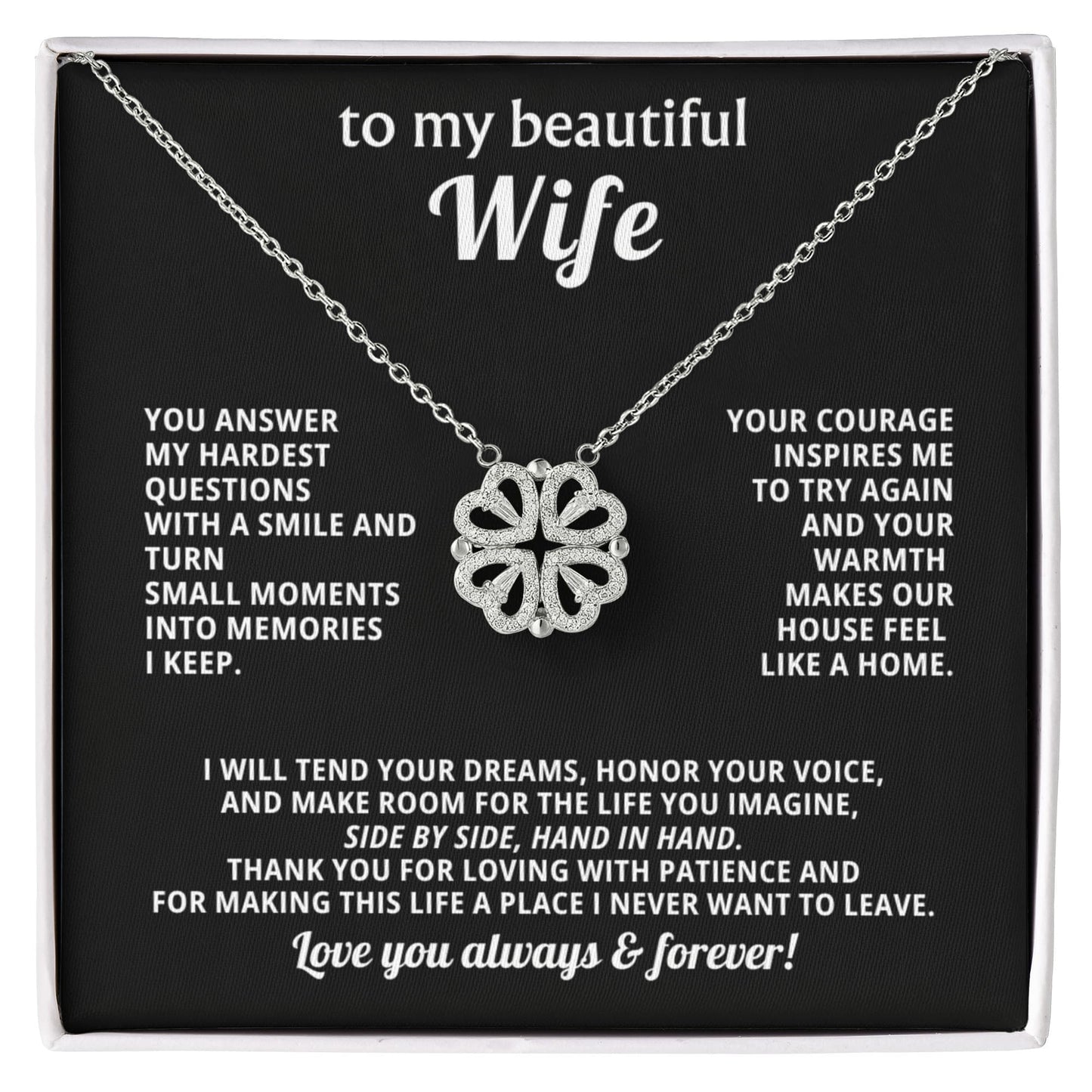 To  My Wife Magnetic Clover Convertible Hearts Necklace Gift