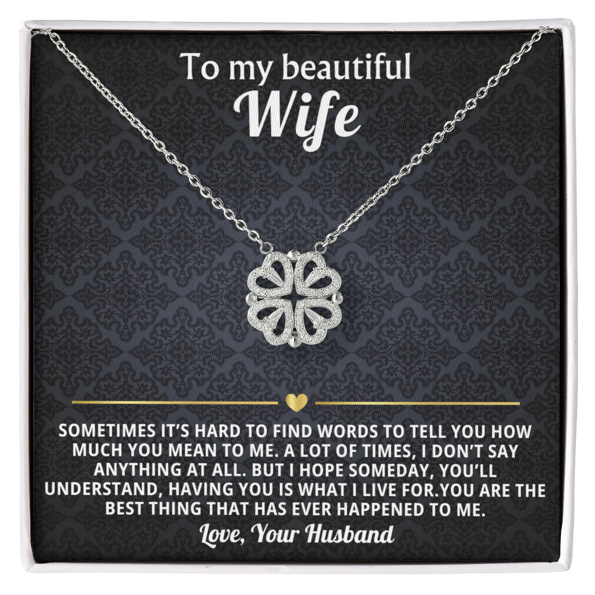 To  My Wife Magnetic Clover Convertible Hearts Necklace Gift