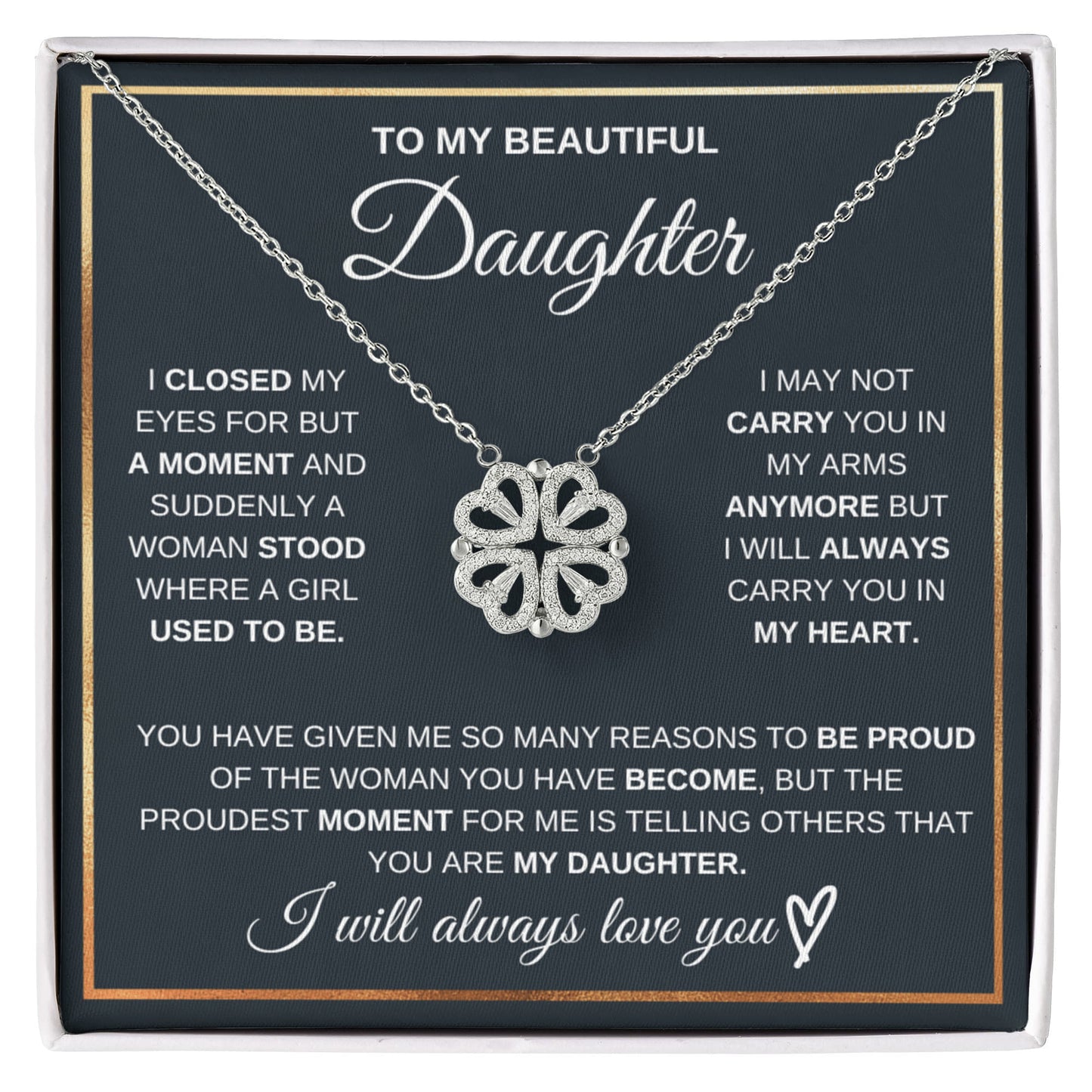 Beautiful Daughter Convertible Clover Hearts Necklace