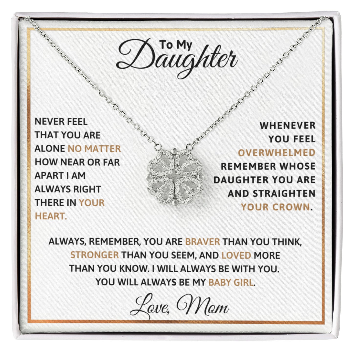 Daughter Clover Heart Convertible Necklace
