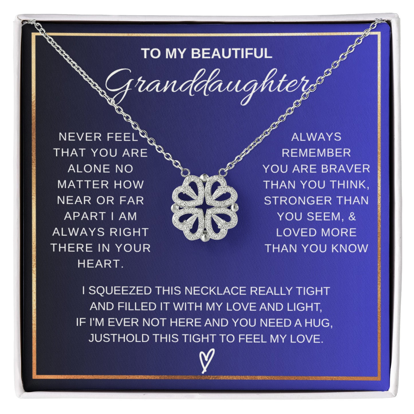 Granddaughter Heart Clover Convertible Necklace