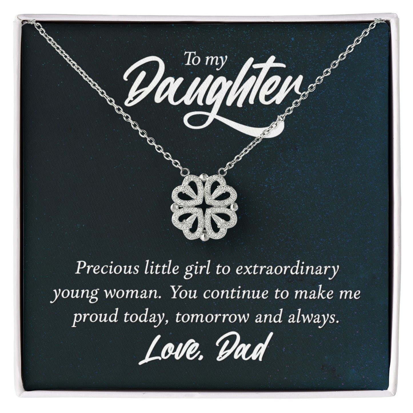 Daughter Clover Heart Convertible Necklace