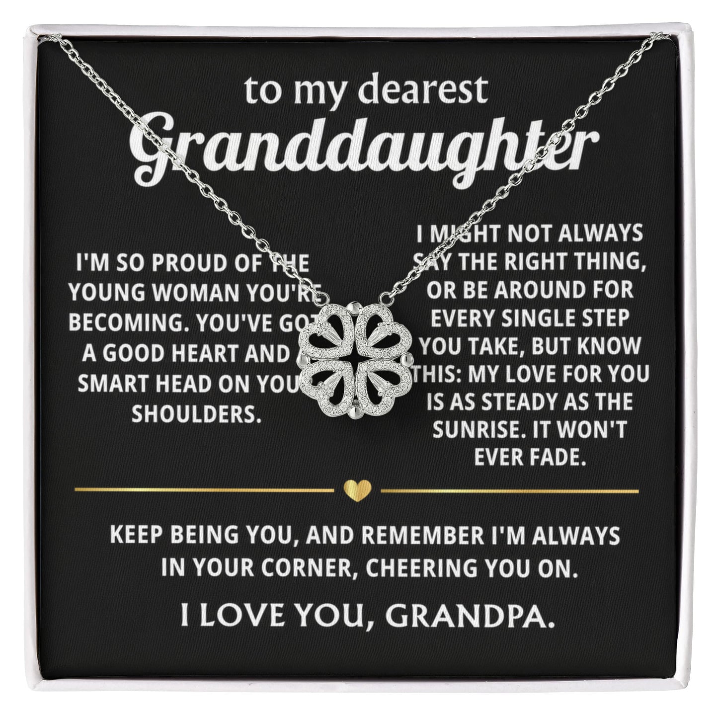 To My Granddaughter Convertible Clover Hearts Necklace