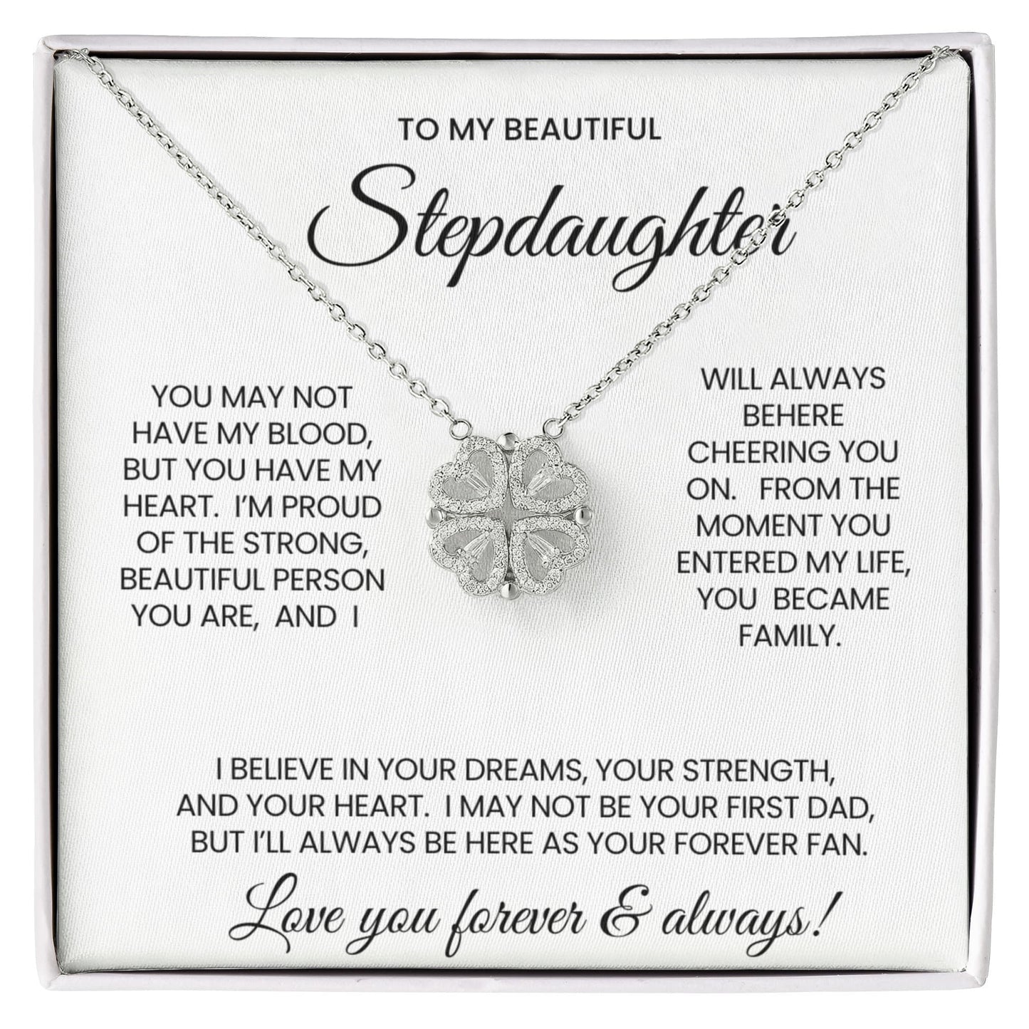 Stepdaughter Daughter Clover Heart Convertible Necklace