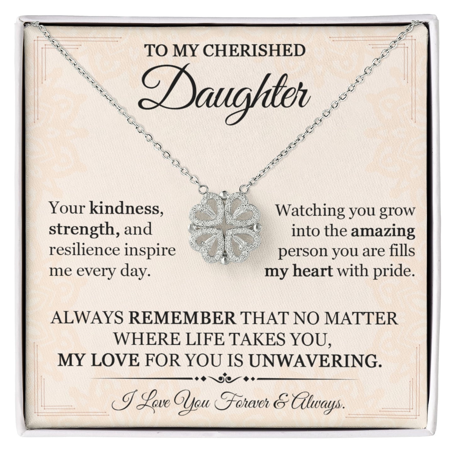 To My Daughter Heart Clover Convertible Necklace