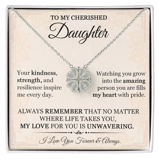 To My Daughter Heart Clover Convertible Necklace