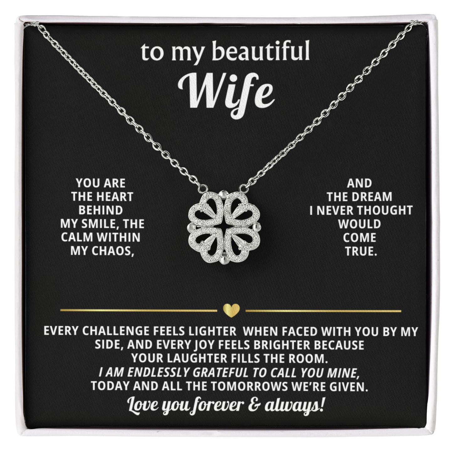 To  My Wife Magnetic Clover Convertible Hearts Necklace Gift
