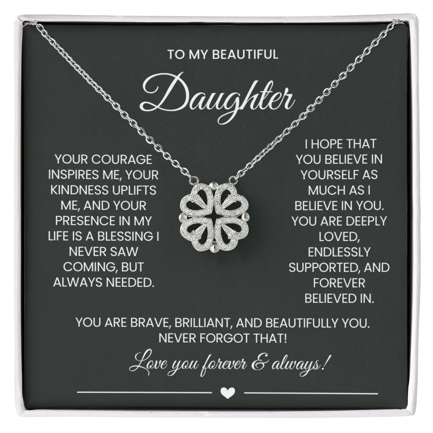 Daughter Clover Heart Convertible Necklace