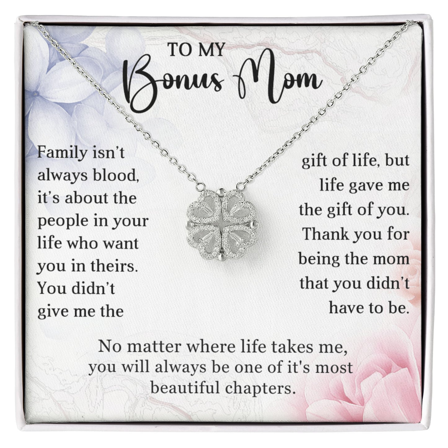 Bonus Mom Clover Heart Convertible Necklace