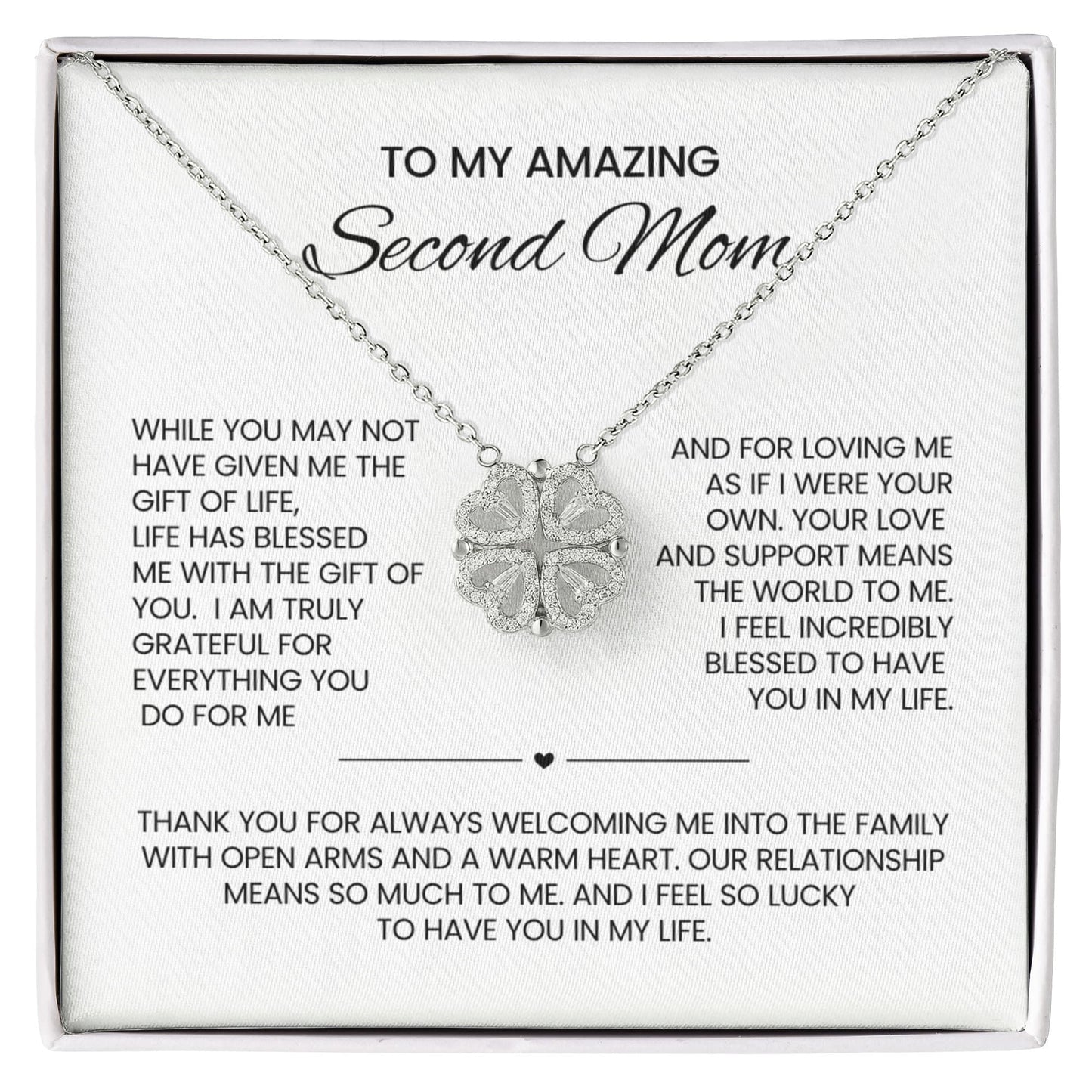 Bonus Mom Clover Heart Convertible Necklace