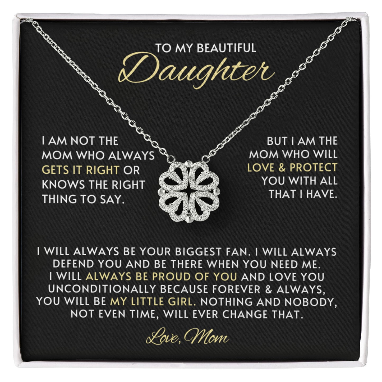 Daughter Clover Heart Convertible Necklace